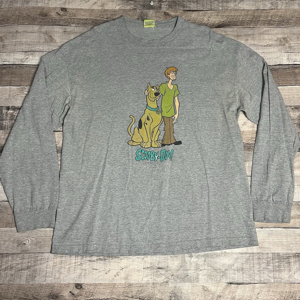 Scooby Doo Shirt Size XL Gray Vintage 2000s Long Sleeve Cartoon Promo Tee
